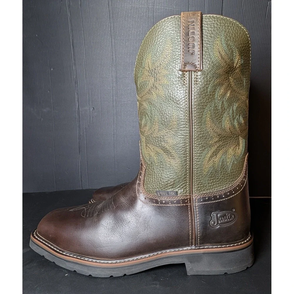 Justin Men's Driller Stampede SE4688 Western Steel Toe Work Boots 14 EE